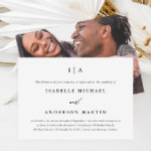 Classic Black en White Monogram Foto Weddenschap Kaart