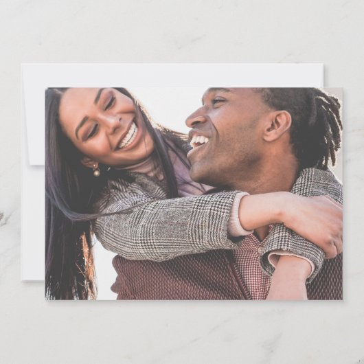 Classic Black en White Monogram Foto Weddenschap Kaart (Achterkant)