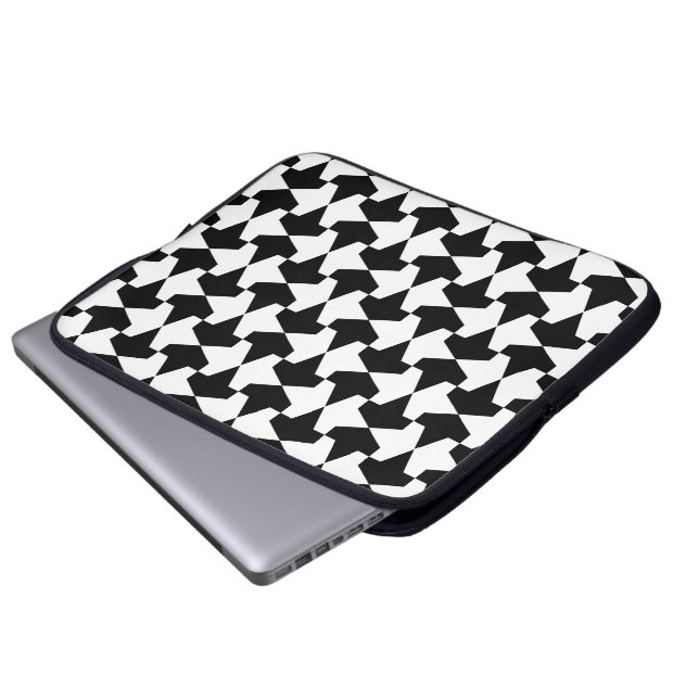 Classic Black en White Muslim Mamluks Pattern Laptop Sleeve (Voorkant onderkant)