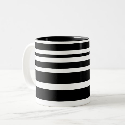 Classic Black en White Pattern Stripes Mok (Voorkant links)