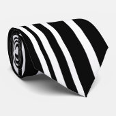 Classic Black en White Pattern Stripes Stropdas (Opgerold)
