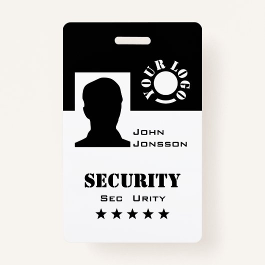 Classic Black en White Photo Logo Code Sjabloon Badge (Voorkant)