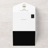 Classic Black en White Photo Wedding All In One Uitnodiging (Buitenkant)