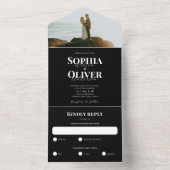 Classic Black en White Photo Wedding All In One Uitnodiging (Binnen)