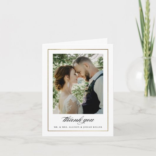 Classic Black en White Photo Wedding Bedankkaart (Voorkant)