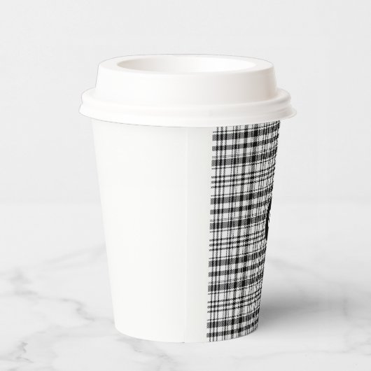 Classic Black en White Plays Paper Cup Papieren Bekers (Rechts)