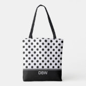 Classic Black en White Polka Dot Monogram Tote Bag (Achterkant)