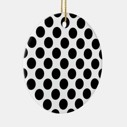 Classic Black en White Polka Dots Pattern Keramisch Ornament (Rechts)