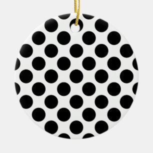 Classic Black en White Polka Dots Pattern Keramisch Ornament