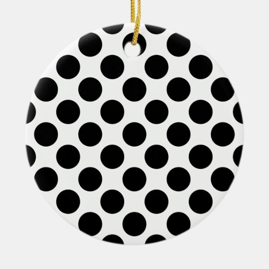 Classic Black en White Polka Dots Pattern Keramisch Ornament (Voorkant)