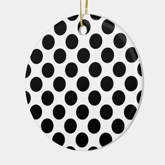 Classic Black en White Polka Dots Pattern Keramisch Ornament (Links)