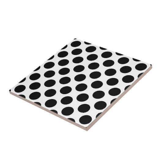 Classic Black en White Polka Dots Pattern Tegeltje (Zijkant)