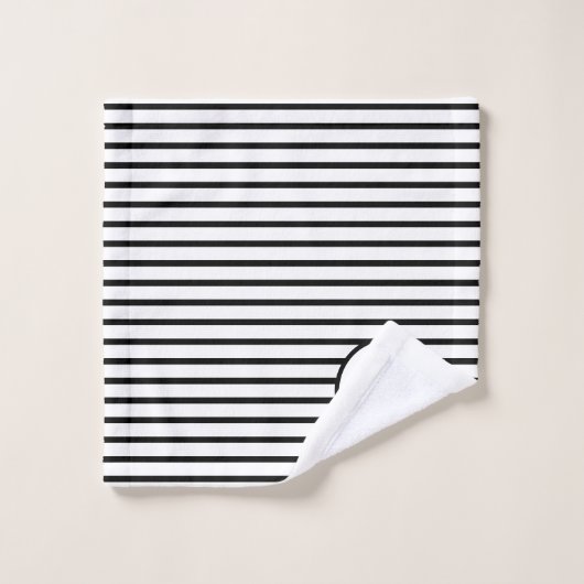 Classic Black en White Stripe Monogram Bad Handdoek (Wasdoekje)