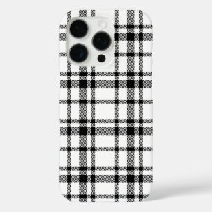 Classic Black en White Tartan Pattern iPhone 16 Pro Hoesje