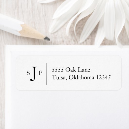 Classic Black en White Text Monogram Etiket (Insitu)