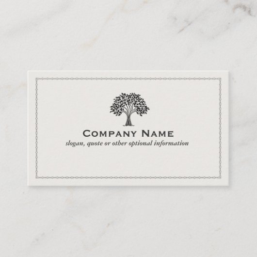 Classic Black en White Tree Logo Visitekaartje (Voorkant)