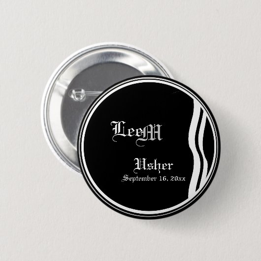 Classic Black en White Usher Button (Voorkant /achterkant)