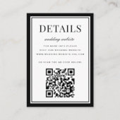 Classic Black Frame Wedding Details QR Code Informatiekaartje (Voorkant)