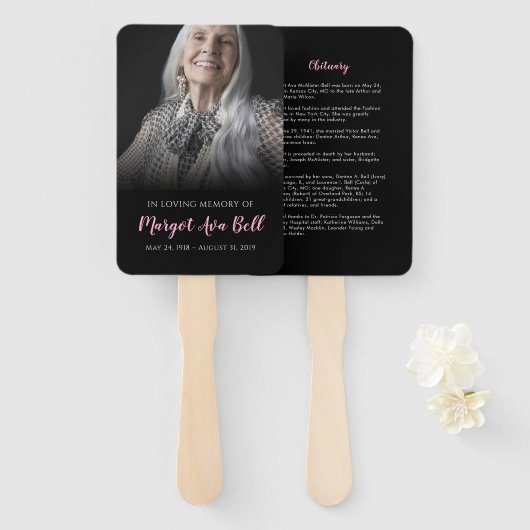 Classic Black Funeral Memorial Hand Fan Handwaaier (Voorkant en achterkant)