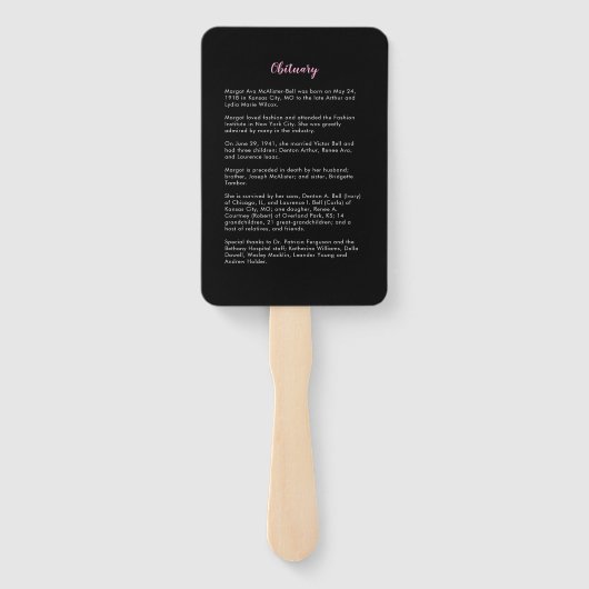 Classic Black Funeral Memorial Hand Fan Handwaaier (Achterkant)