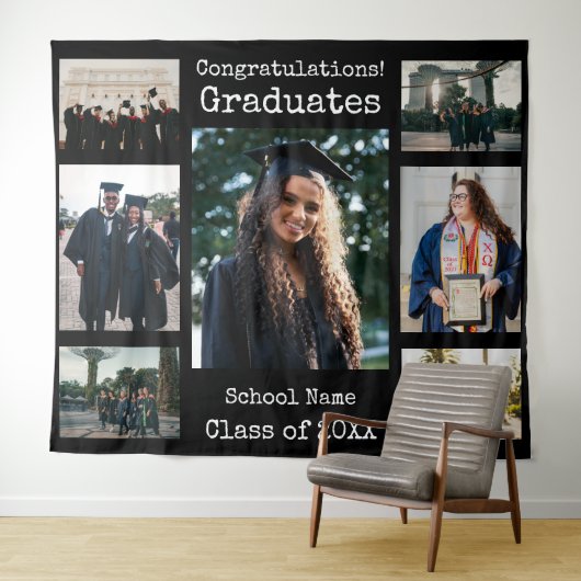 Classic Black Gefeliciteerd Graduates foto Wandkleed (In Situ (horizontaal))