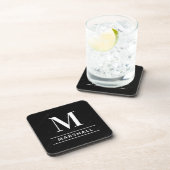 Classic Black Gepersonaliseerd Initiaal monogram f Bier Onderzetter (Rechterzijde)