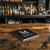 Classic Black Gepersonaliseerd Initiaal monogram f Stenen Onderzetter