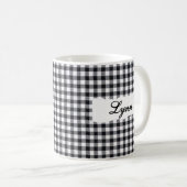 Classic Black Gingham Personalized Name Koffiemok (Voorkant rechts)