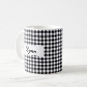 Classic Black Gingham Personalized Name Koffiemok (Voorkant links)