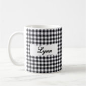 Classic Black Gingham Personalized Name  Koffiemok (Links)