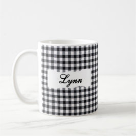 Classic Black Gingham Personalized Name  Koffiemok
