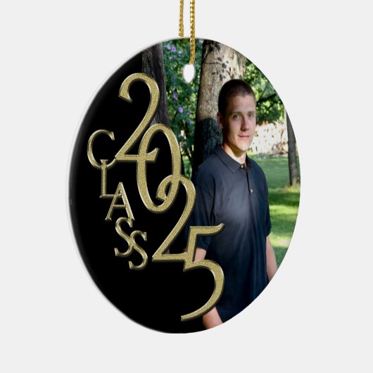 Classic Black Gold 2025 Afstuderen Foto Keramisch Ornament (Rechts)