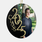 Classic Black Gold 2025 Afstuderen Foto Keramisch Ornament (Links)