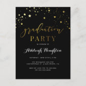 Classic Black & Gold Confetti Afstudeerfeest Uitnodiging Briefkaart (Voorkant)