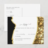 CLASSIC Black Gold Glitter Wedding Briefkaart (Voorkant / Achterkant)