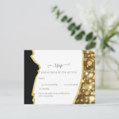 CLASSIC Black Gold Glitter Wedding Briefkaart (Staand voorkant)