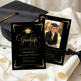 Classic Black Gold Graduation Kaart