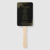 Classic Black & Gold Lace Elegant Wedding Program Handwaaier (Achterkant)