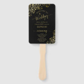 Classic Black & Gold Lace Elegant Wedding Program Handwaaier (Voorkant)