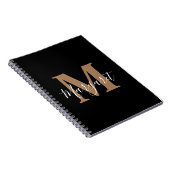 Classic Black Gold Monogram scriptnaam Notitieboek (Rechterzijde)