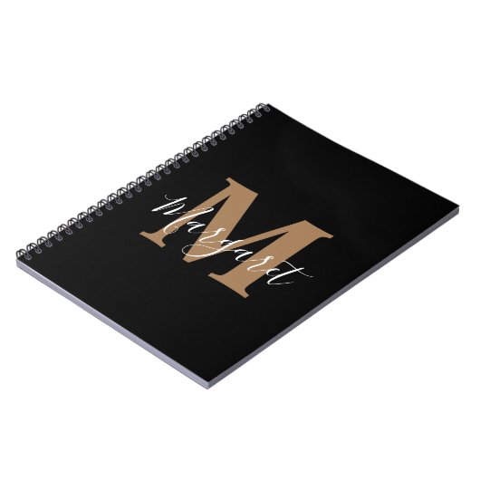 Classic Black Gold Monogram scriptnaam Notitieboek (Linkerzijde)
