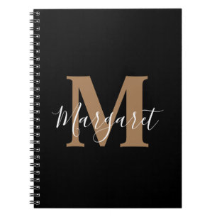Classic Black Gold Monogram scriptnaam Notitieboek