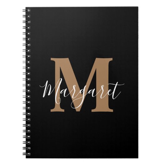 Classic Black Gold Monogram scriptnaam Notitieboek (Voorkant)