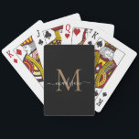 Classic Black Gold Monogram stijlvolle scriptnaam Pokerkaarten<br><div class="desc">Klassiek elegant modern zwart goudzwart monogram stijlvol script naam afspeelkaarten</div>