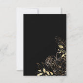 Classic Black & Gold Peony Modern Floral Wedding Save The Date (Achterkant)
