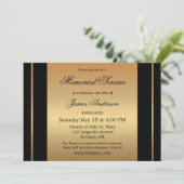 Classic Black Gold Photo Funeral Memorial Service Kaart (Staand voorkant)