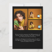 Classic Black Gold Script Photo Collage Afstuderen Aankondiging (Achterkant)