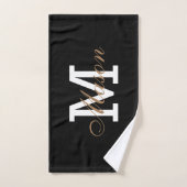 Classic Black Gold Trendy Monogram naam Bad Handdoek (Handdoek)