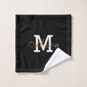 Classic Black Gold Trendy Monogram naam Bad Handdoek (Wasdoekje)