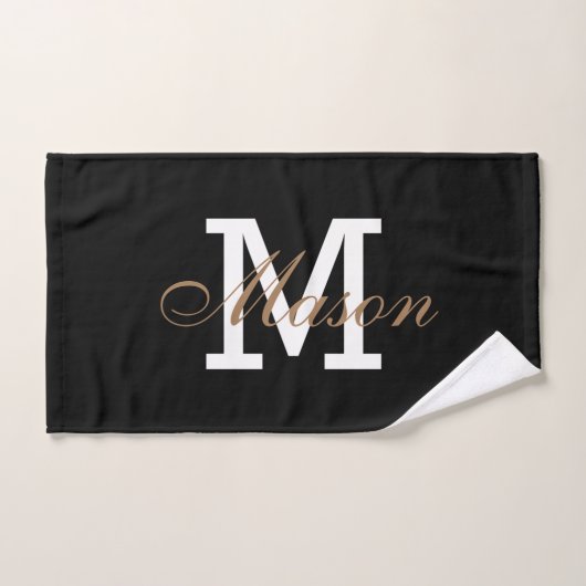 Classic Black Gold Trendy Monogram naam Bad Handdoek (Handdoek)